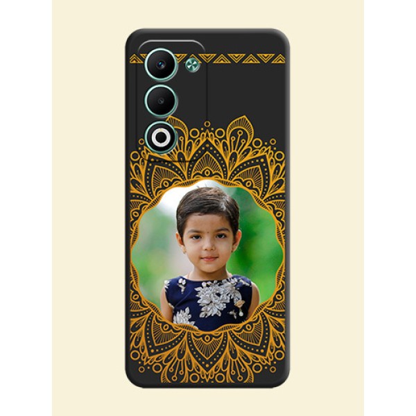 Round Image with Floral Design On Space Black Custom Soft Matte Mobile Back Cover - Oppo A5 5G Round Image with Floral Design On Space Black Custom Soft Matte Mobile Back Cover - Oppo A5 5G