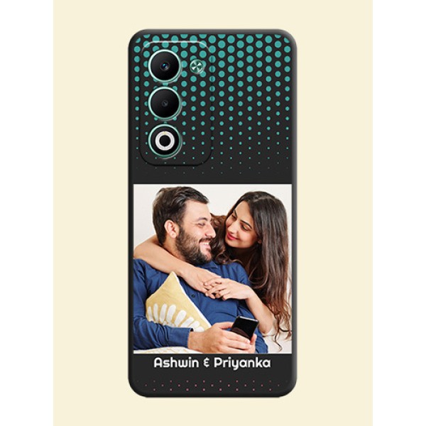 Faded Dots with Grunge Photo Frame and Text On Space Black Custom Soft Matte Mobile Back Cover - Oppo A5 5G Faded Dots with Grunge Photo Frame and Text On Space Black Custom Soft Matte Mobile Back Cover - Oppo A5 5G