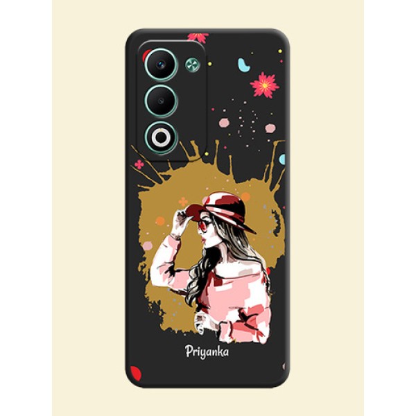 Mordern Lady With Color Splash Background With Custom Text On Space Black Custom Soft Matte Mobile Back Cover - Oppo A5 5G