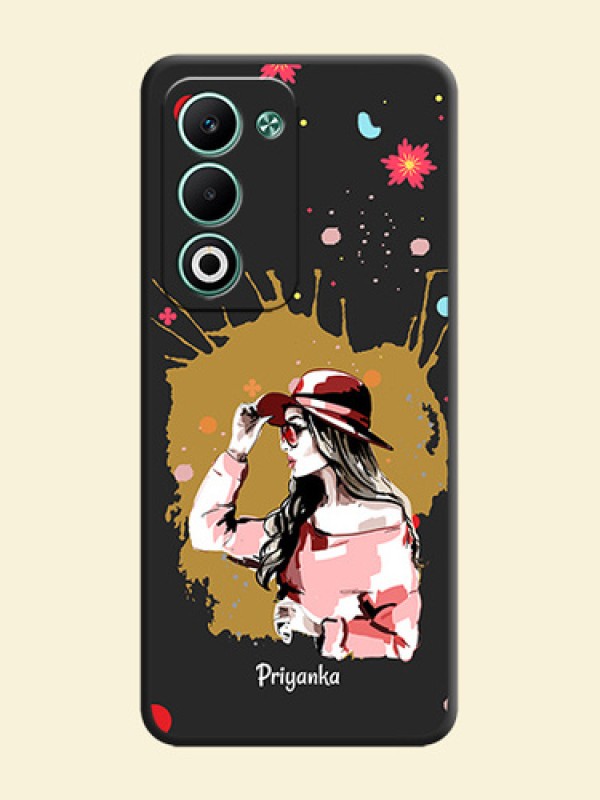 Mordern Lady With Color Splash Background With Custom Text On Space Black Custom Soft Matte Mobile Back Cover - Oppo A5 5G