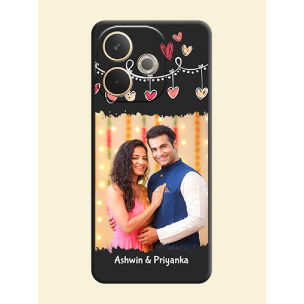 Pink Love Hangings with Name On Space Black Custom Soft Matte Mobile Back Cover - Oppo A5 Pro 5G Pink Love Hangings with Name On Space Black Custom Soft Matte Mobile Back Cover - Oppo A5 Pro 5G