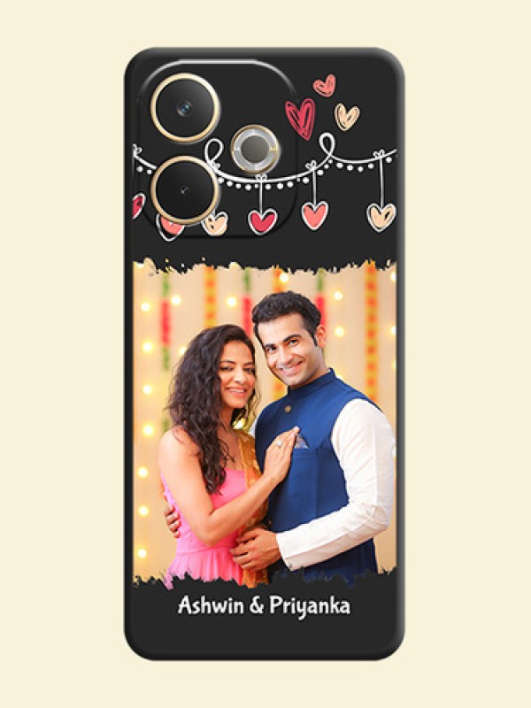Pink Love Hangings with Name On Space Black Custom Soft Matte Mobile Back Cover - Oppo A5 Pro 5G