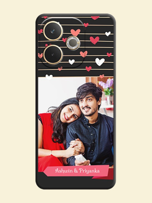 Love Pattern with Name on Pink Ribbon on Photo On Space Black Custom Soft Matte Mobile Back Cover - Oppo A5 Pro 5G