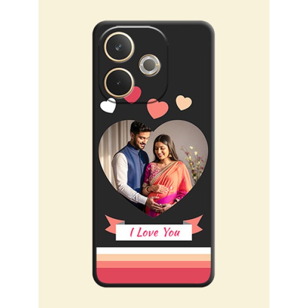 Love Shaped Photo with Colorful Stripes On Space Black Custom Soft Matte Mobile Back Cover - Oppo A5 Pro 5G Love Shaped Photo with Colorful Stripes On Space Black Custom Soft Matte Mobile Back Cover - Oppo A5 Pro 5G