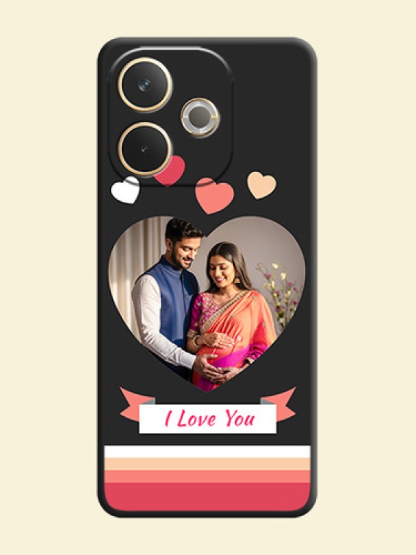 Love Shaped Photo with Colorful Stripes On Space Black Custom Soft Matte Mobile Back Cover - Oppo A5 Pro 5G