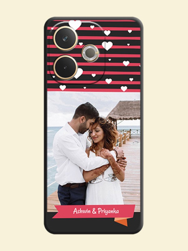 White Color Love Symbols with Pink Lines Pattern On Space Black Custom Soft Matte Mobile Back Cover - Oppo A5 Pro 5G
