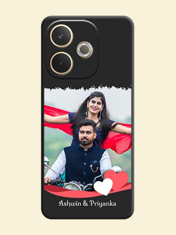 Pin Color Love Shaped Ribbon Design with Text On Space Black Custom Soft Matte Mobile Back Cover - Oppo A5 Pro 5G