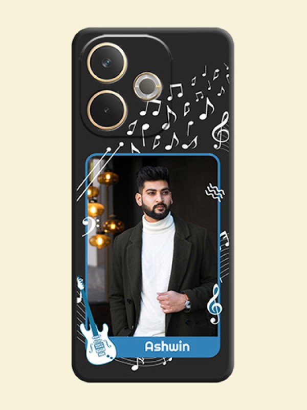 Musical Theme Design with Text on Photo On Space Black Custom Soft Matte Mobile Back Cover - Oppo A5 Pro 5G