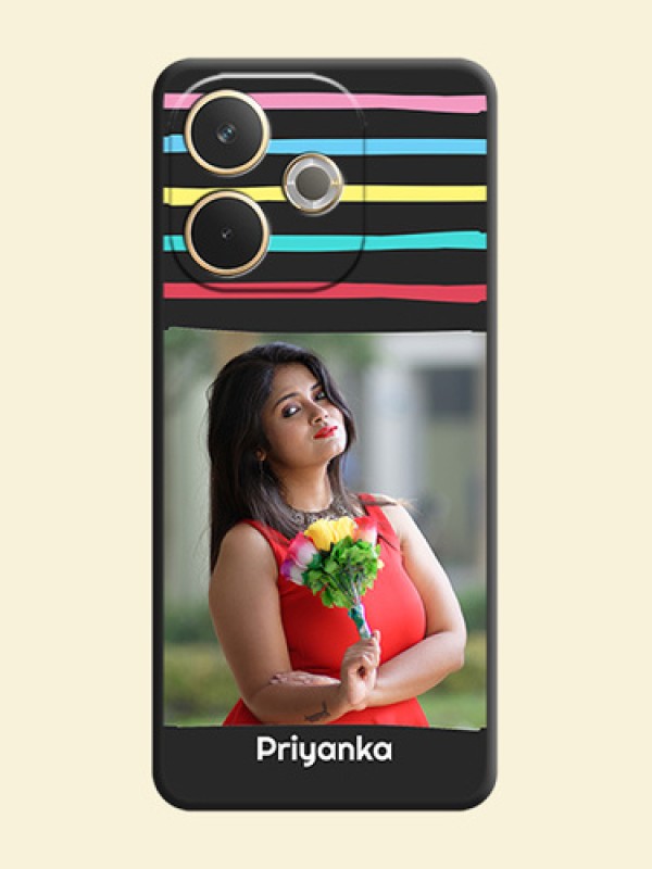 Multicolor Lines with Image On Space Black Custom Soft Matte Mobile Back Cover - Oppo A5 Pro 5G