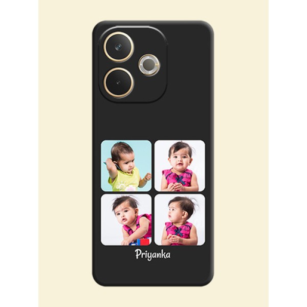 Floral Art with 6 Image Holder on Photo On Space Black Custom Soft Matte Mobile Back Cover - Oppo A5 Pro 5G Floral Art with 6 Image Holder on Photo On Space Black Custom Soft Matte Mobile Back Cover - Oppo A5 Pro 5G