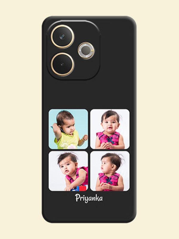 Floral Art with 6 Image Holder on Photo On Space Black Custom Soft Matte Mobile Back Cover - Oppo A5 Pro 5G