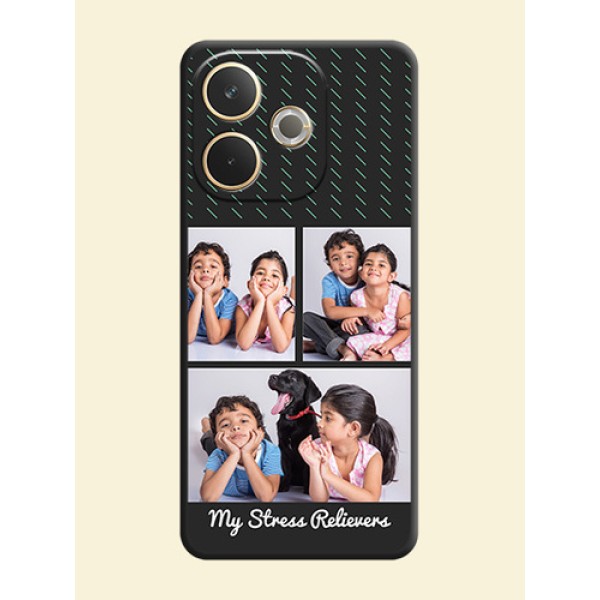 Cross Dotted Pattern with 2 Image Holder On Space Black Custom Soft Matte Mobile Back Cover - Oppo A5 Pro 5G Cross Dotted Pattern with 2 Image Holder On Space Black Custom Soft Matte Mobile Back Cover - Oppo A5 Pro 5G