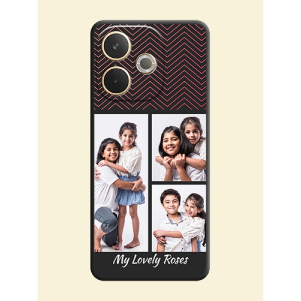 Wave Pattern with 3 Image Holder On Space Black Custom Soft Matte Mobile Back Cover - Oppo A5 Pro 5G Wave Pattern with 3 Image Holder On Space Black Custom Soft Matte Mobile Back Cover - Oppo A5 Pro 5G