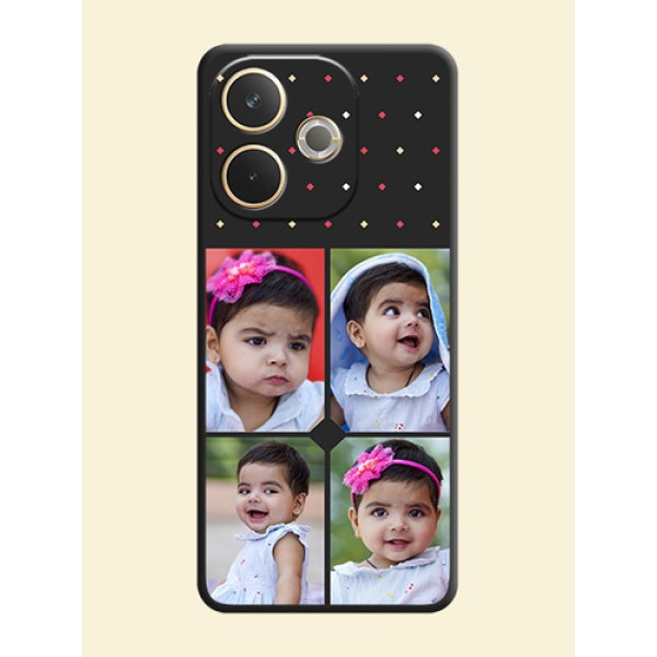 Multicolor Dotted Pattern with 4 Image Holder On Space Black Custom Soft Matte Mobile Back Cover - Oppo A5 Pro 5G Multicolor Dotted Pattern with 4 Image Holder On Space Black Custom Soft Matte Mobile Back Cover - Oppo A5 Pro 5G