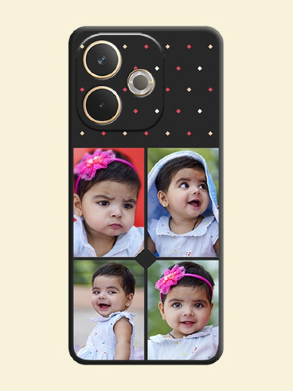 Multicolor Dotted Pattern with 4 Image Holder On Space Black Custom Soft Matte Mobile Back Cover - Oppo A5 Pro 5G
