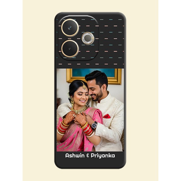 Line Pattern Design with Text On Space Black Custom Soft Matte Mobile Back Cover - Oppo A5 Pro 5G