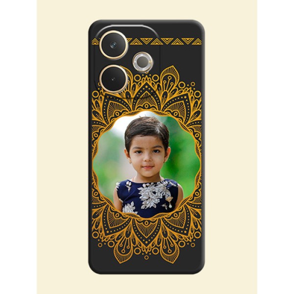 Round Image with Floral Design On Space Black Custom Soft Matte Mobile Back Cover - Oppo A5 Pro 5G Round Image with Floral Design On Space Black Custom Soft Matte Mobile Back Cover - Oppo A5 Pro 5G