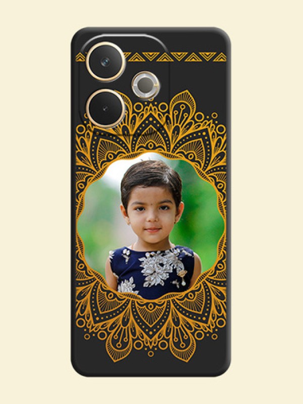 Round Image with Floral Design On Space Black Custom Soft Matte Mobile Back Cover - Oppo A5 Pro 5G