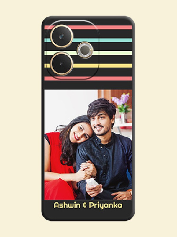 Color Stripes with Photo and Text on Photo On Space Black Custom Soft Matte Mobile Back Cover - Oppo A5 Pro 5G