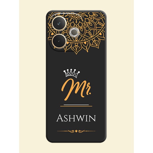 Mr Name with Floral Design On Space Black Custom Soft Matte Mobile Back Cover - Oppo A5 Pro 5G Mr Name with Floral Design On Space Black Custom Soft Matte Mobile Back Cover - Oppo A5 Pro 5G