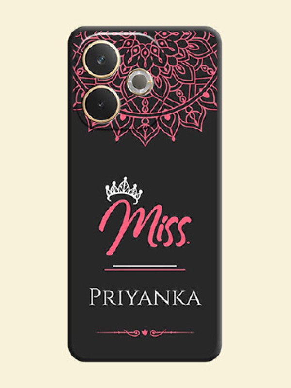 Mrs Name with Floral Design On Space Black Custom Soft Matte Mobile Back Cover - Oppo A5 Pro 5G