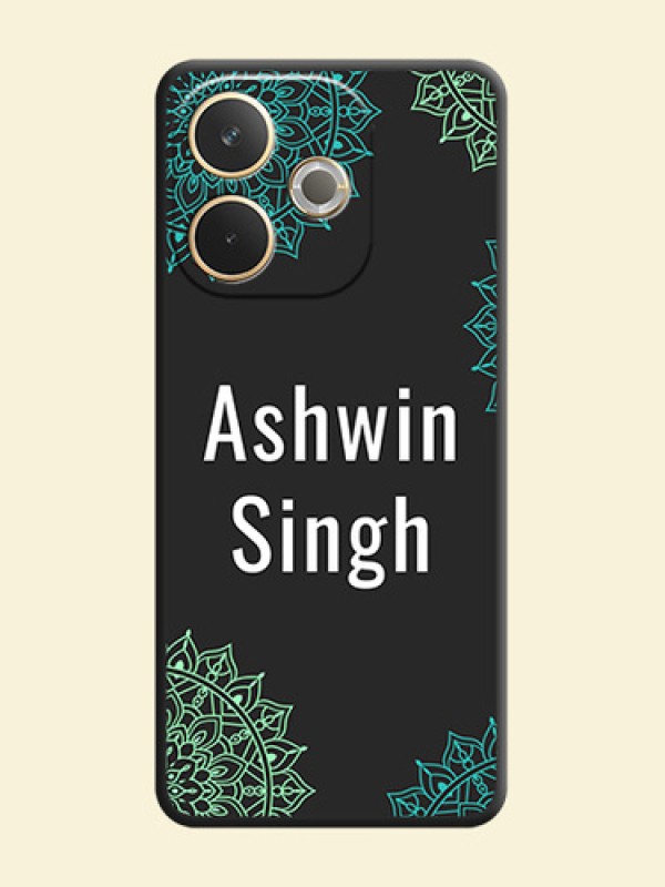 Your Name with Floral Design On Space Black Custom Soft Matte Mobile Back Cover - Oppo A5 Pro 5G