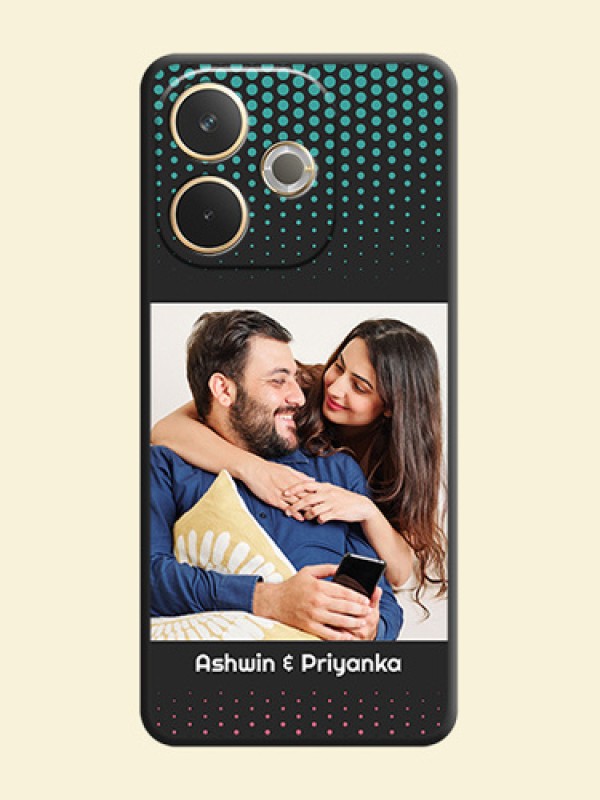 Faded Dots with Grunge Photo Frame and Text On Space Black Custom Soft Matte Mobile Back Cover - Oppo A5 Pro 5G