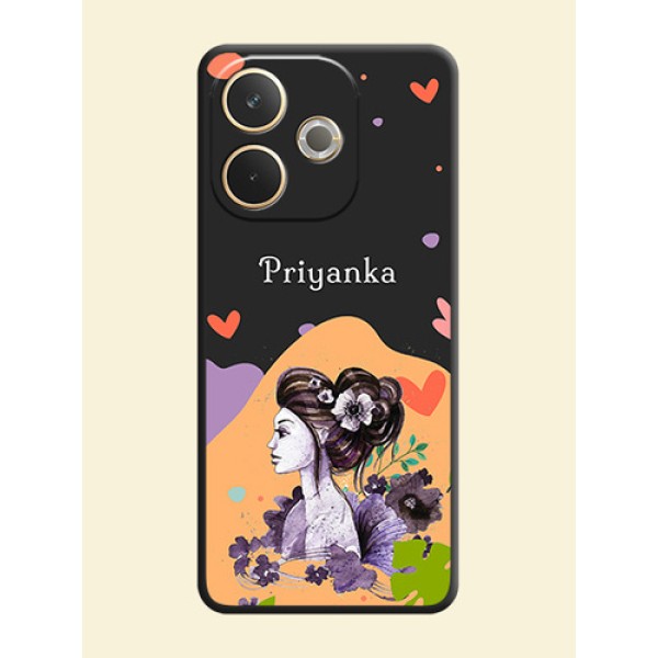 Namecase For Her With Fancy Lady Image On Space Black Custom Soft Matte Mobile Back Cover - Oppo A5 Pro 5G Namecase For Her With Fancy Lady Image On Space Black Custom Soft Matte Mobile Back Cover - Oppo A5 Pro 5G