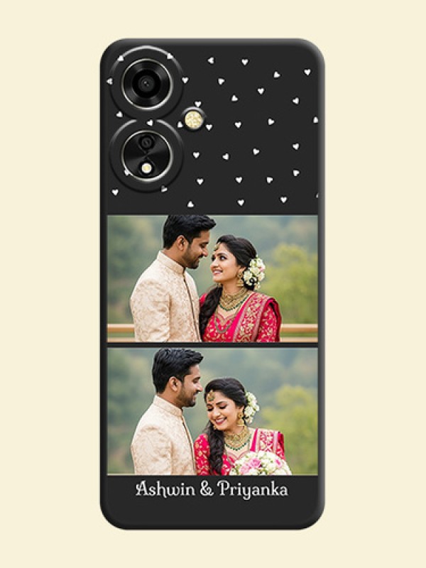 Miniature Love Symbols with Name On Space Black Custom Soft Matte Mobile Back Cover - Oppo A59 5G