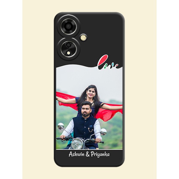 Fall in Love Pattern with Picture on Photo On Space Black Custom Soft Matte Mobile Back Cover - Oppo A59 5G