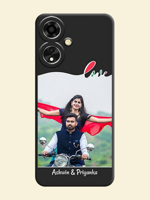 Fall in Love Pattern with Picture on Photo On Space Black Custom Soft Matte Mobile Back Cover - Oppo A59 5G
