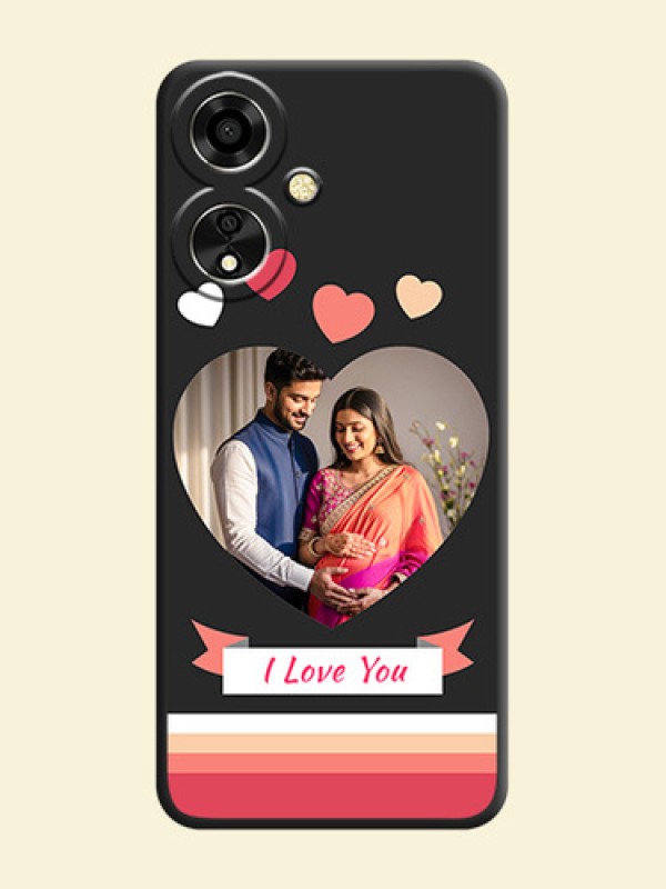 Love Shaped Photo with Colorful Stripes On Space Black Custom Soft Matte Mobile Back Cover - Oppo A59 5G