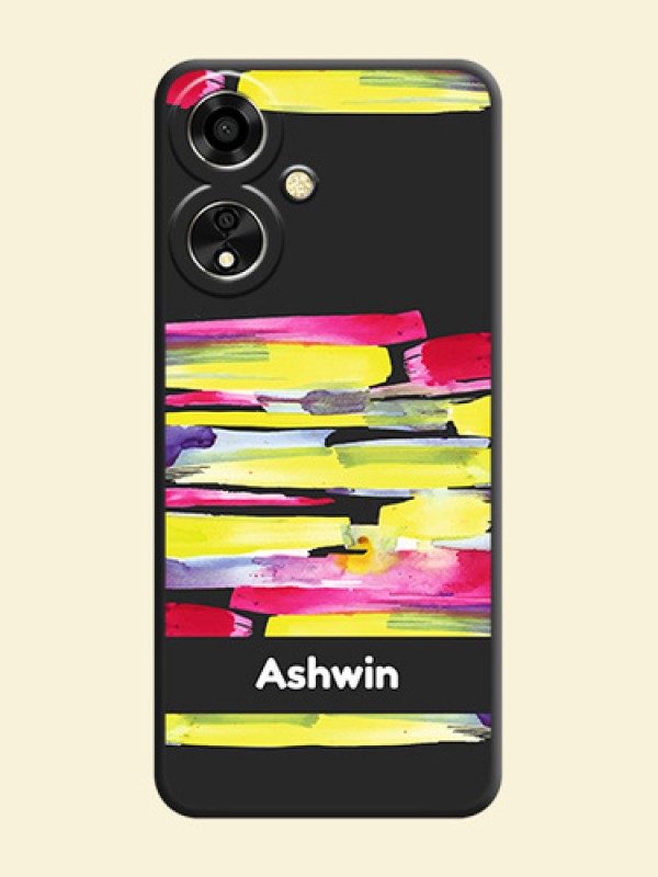 Brush Coloured On Space Black Custom Soft Matte Mobile Back Cover - Oppo A59 5G