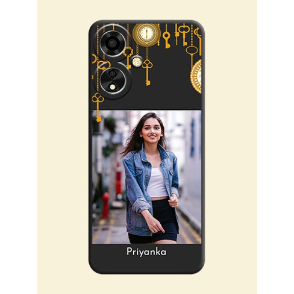 Decorative Design with Text On Space Black Custom Soft Matte Mobile Back Cover - Oppo A59 5G Decorative Design with Text On Space Black Custom Soft Matte Mobile Back Cover - Oppo A59 5G