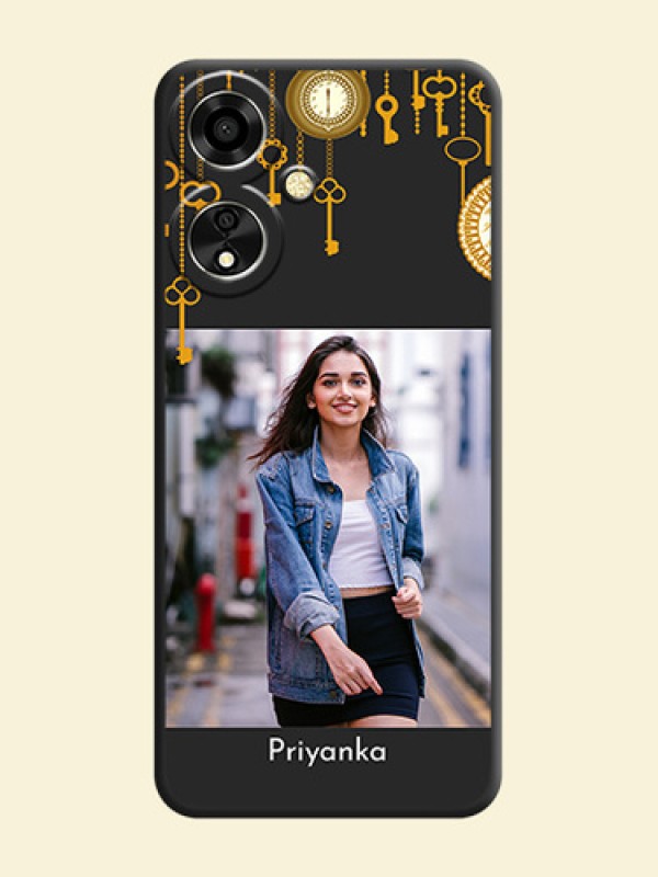 Decorative Design with Text On Space Black Custom Soft Matte Mobile Back Cover - Oppo A59 5G