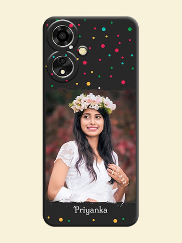 Multicolor Dotted Pattern with Text On Space Black Custom Soft Matte Mobile Back Cover - Oppo A59 5G