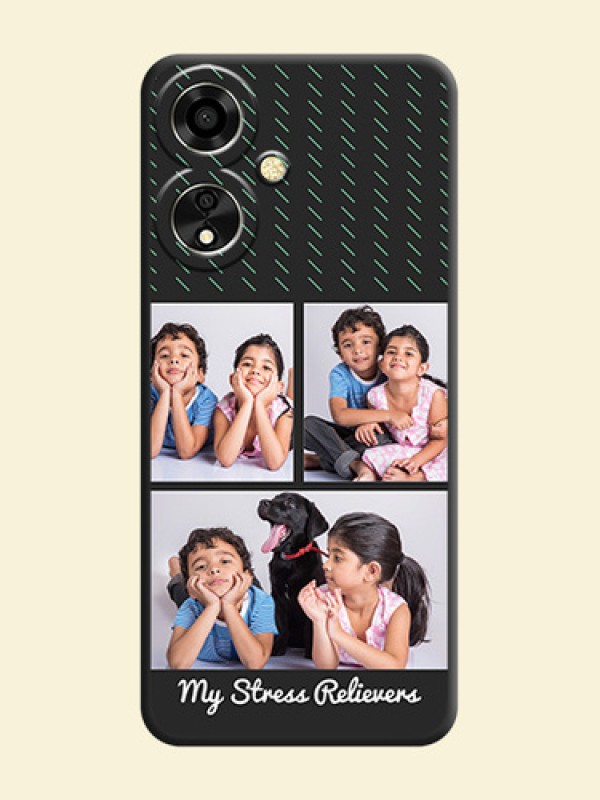 Cross Dotted Pattern with 2 Image Holder On Space Black Custom Soft Matte Mobile Back Cover - Oppo A59 5G