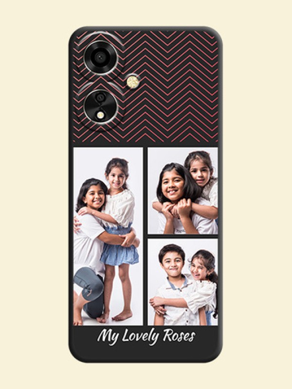 Wave Pattern with 3 Image Holder On Space Black Custom Soft Matte Mobile Back Cover - Oppo A59 5G