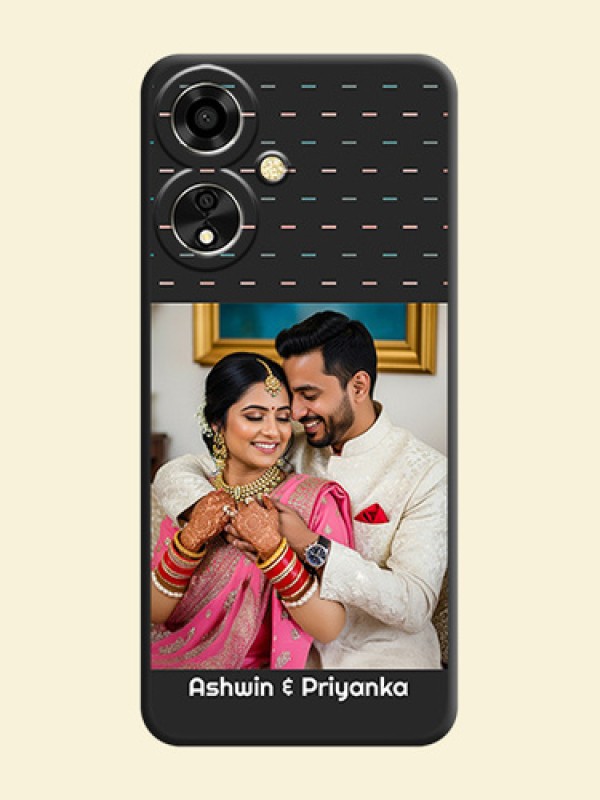 Line Pattern Design with Text On Space Black Custom Soft Matte Mobile Back Cover - Oppo A59 5G