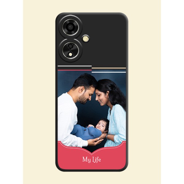 Classic Plain Design with Name On Space Black Custom Soft Matte Mobile Back Cover - Oppo A59 5G