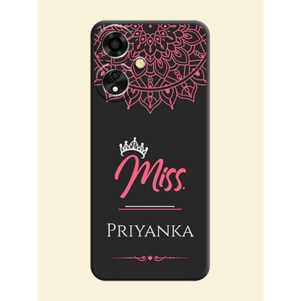 Mrs Name with Floral Design On Space Black Custom Soft Matte Mobile Back Cover - Oppo A59 5G Mrs Name with Floral Design On Space Black Custom Soft Matte Mobile Back Cover - Oppo A59 5G
