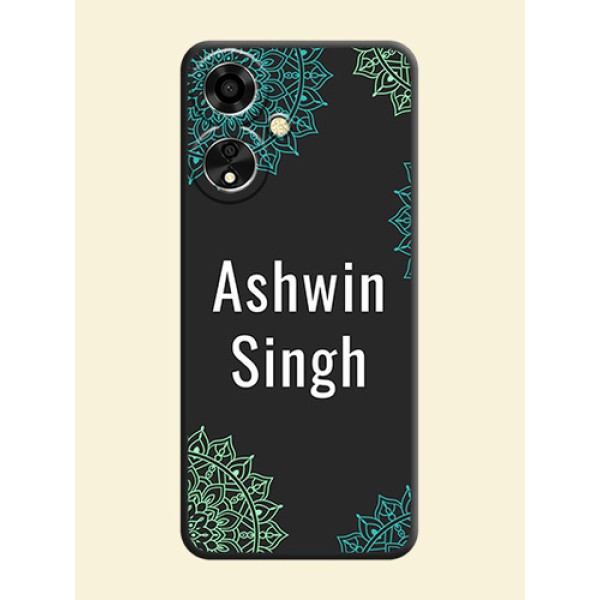 Your Name with Floral Design On Space Black Custom Soft Matte Mobile Back Cover - Oppo A59 5G Your Name with Floral Design On Space Black Custom Soft Matte Mobile Back Cover - Oppo A59 5G