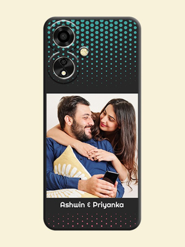 Faded Dots with Grunge Photo Frame and Text On Space Black Custom Soft Matte Mobile Back Cover - Oppo A59 5G