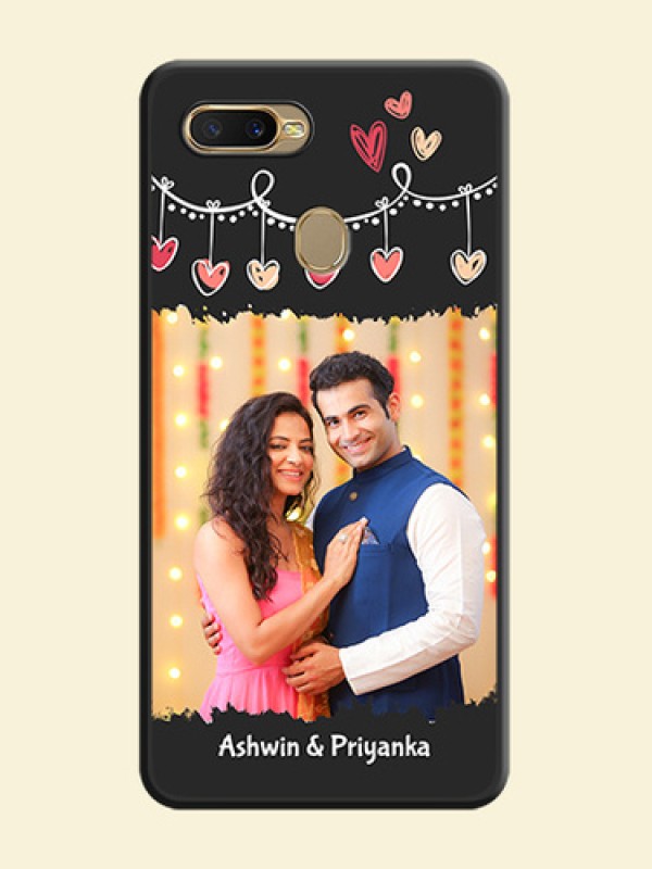 Pink Love Hangings with Name on Space Black Custom Soft Matte Phone Cases - Oppo A5s