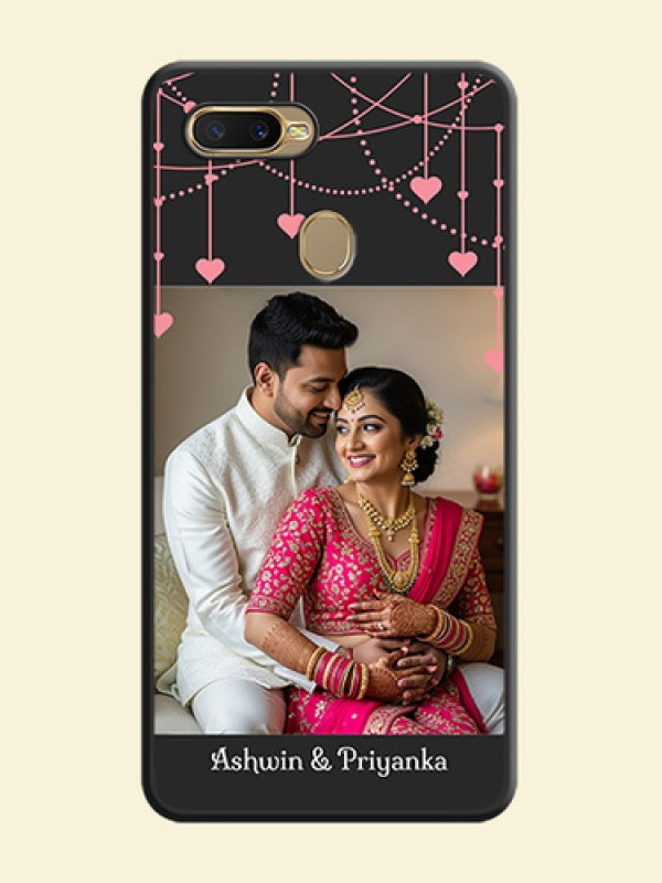 Pink Love Hangings with Text on Space Black Custom Soft Matte Back Cover - Oppo A5s