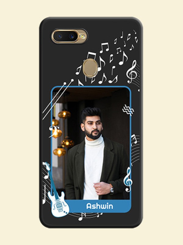 Musical Theme Design with Text on Photo on Space Black Soft Matte Mobile Case - Oppo A5s