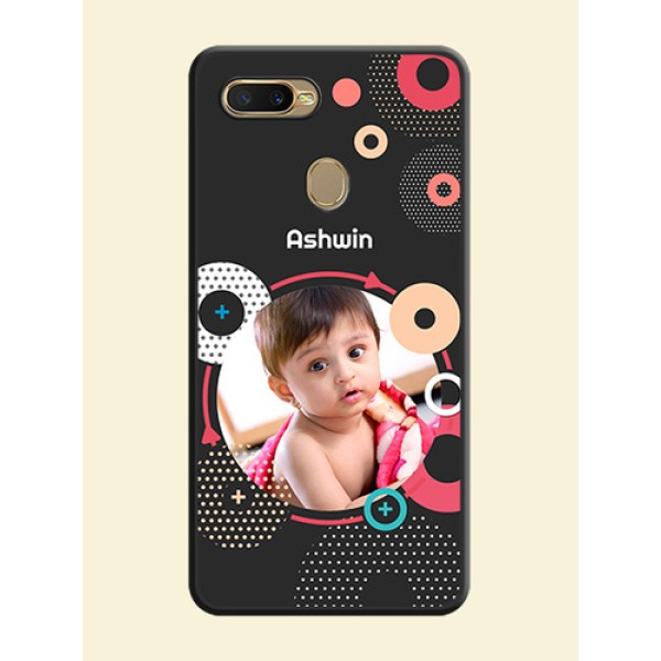 Multicoloured Round Image on Personalised Space Black Soft Matte Cases - Oppo A5s Multicoloured Round Image on Personalised Space Black Soft Matte Cases - Oppo A5s