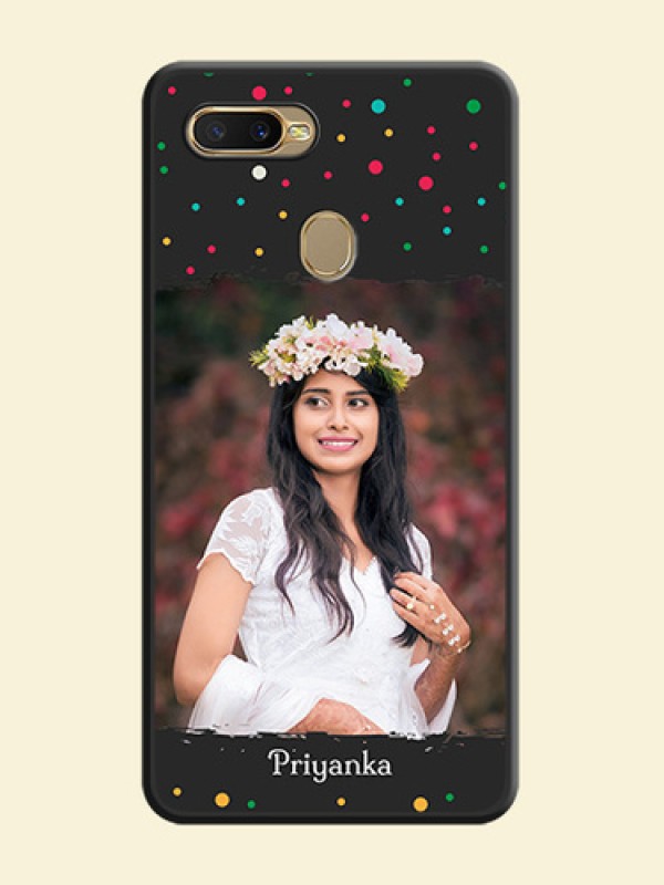 Multicolor Dotted Pattern with Text on Space Black Custom Soft Matte Phone Back Cover - Oppo A5s