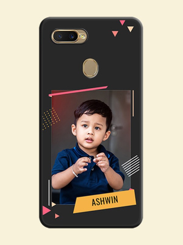 Photo Frame with Triangle Small Dots on Photo on Space Black Soft Matte Back Cover - Oppo A5s