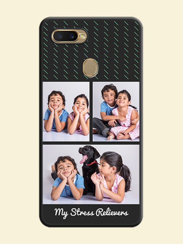 Cross Dotted Pattern with 2 Image Holder on Personalised Space Black Soft Matte Cases - Oppo A5s